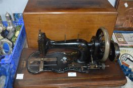 Vintage Edwardian Sewing Machine with Wooden Case