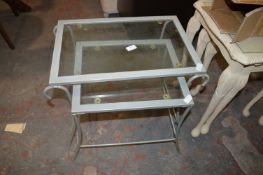 Nest of Two Glass Topped Occasional Tables