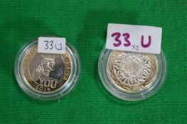 Two 2014 UK £2 Uncirculated Coins