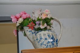 Basket of Artificial Flowers in the Shape of a Tea