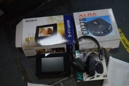 Alba CD Player, Sony Digital Photo Frame, plus Ste