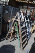 Two Folding Wooden Step Ladders