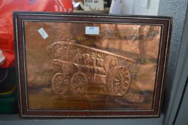 Framed Brass Picture of a Traction Engine