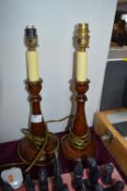 Two Wooden Table Lamp Bases