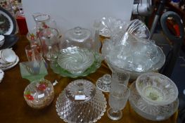 Glass Punch Bowls, Cake Dishes, Jugs and Assorted