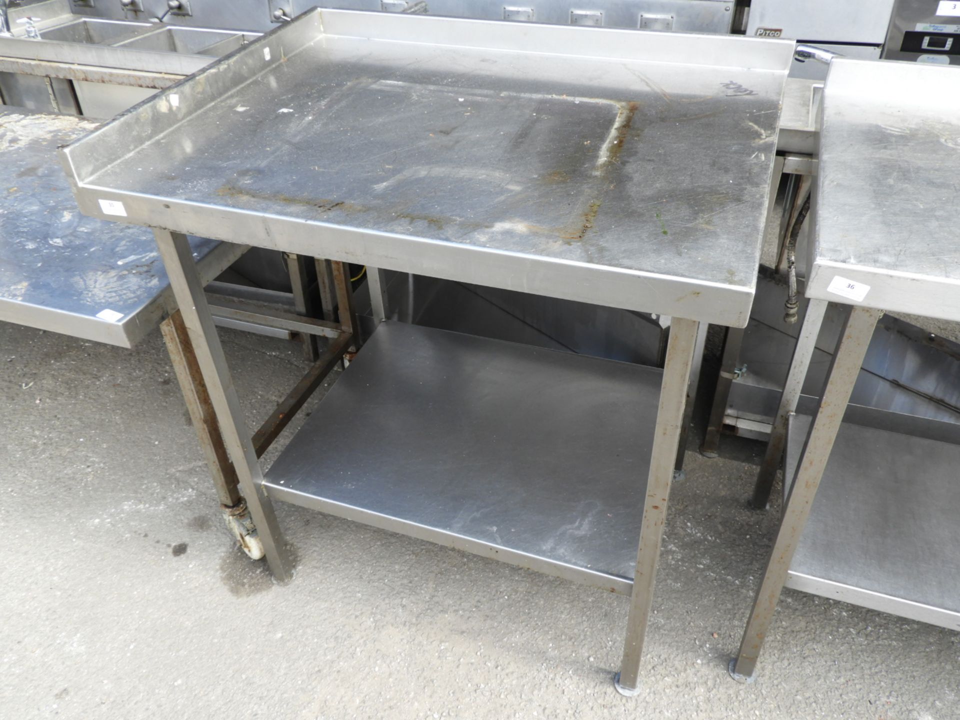 *Stainless Steel Preparation Table with Upstand to Rear and Left, and Undershelf 90x70cm