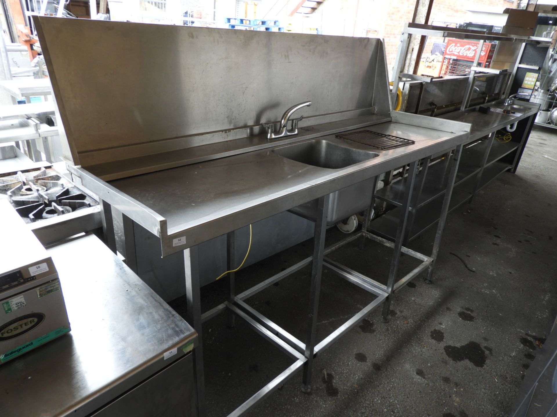 *Stainless Steel High Level Sink Unit with Splashback 210x70cm