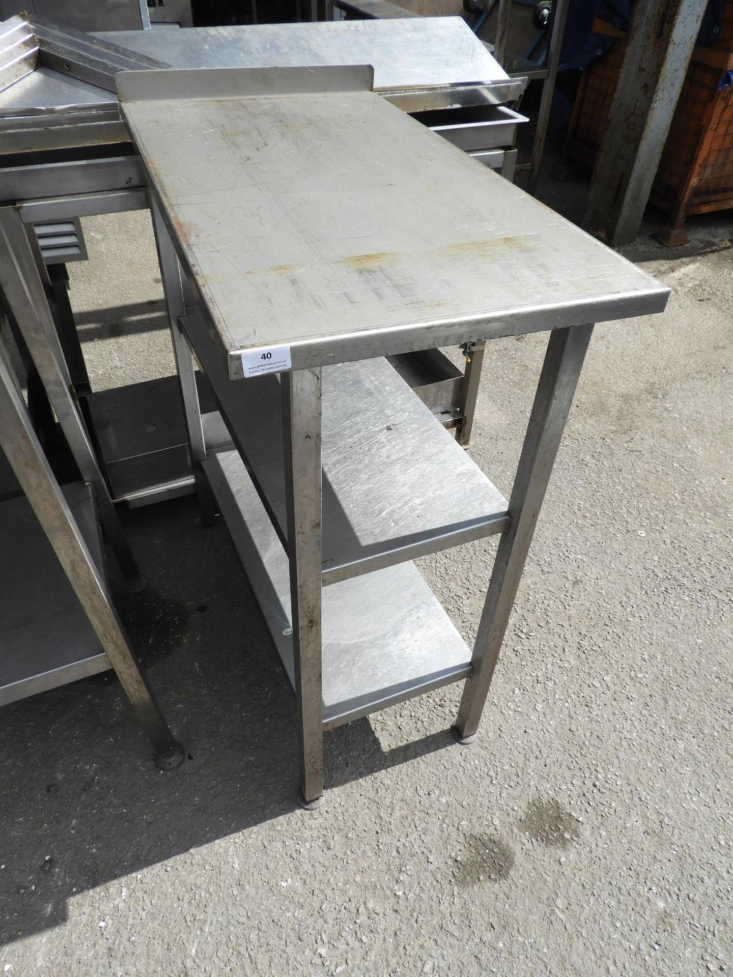 *Stainless Steel Preparation Table Infill Unit with Upstand to Rear and Two Undershelves