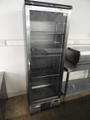 *Gamko Single Door Upright Stainless Steel & Black Glass Fronted Drinks Cooler