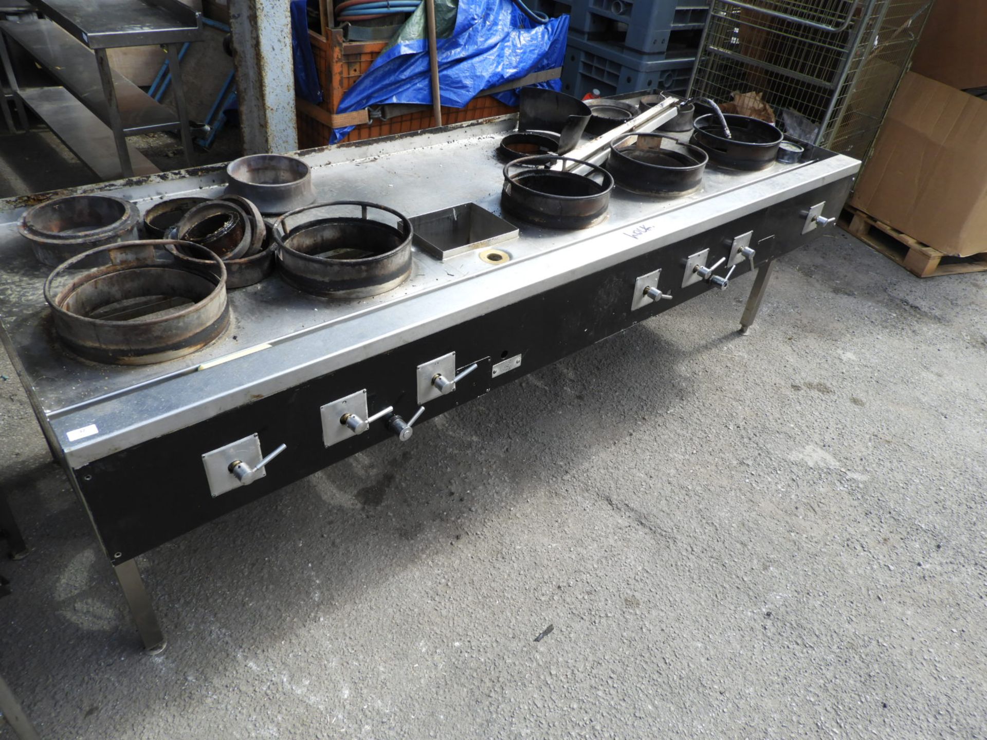 *Ellidge & Fairley Natural Gas Wok Range with Five Large and Two Small Burners