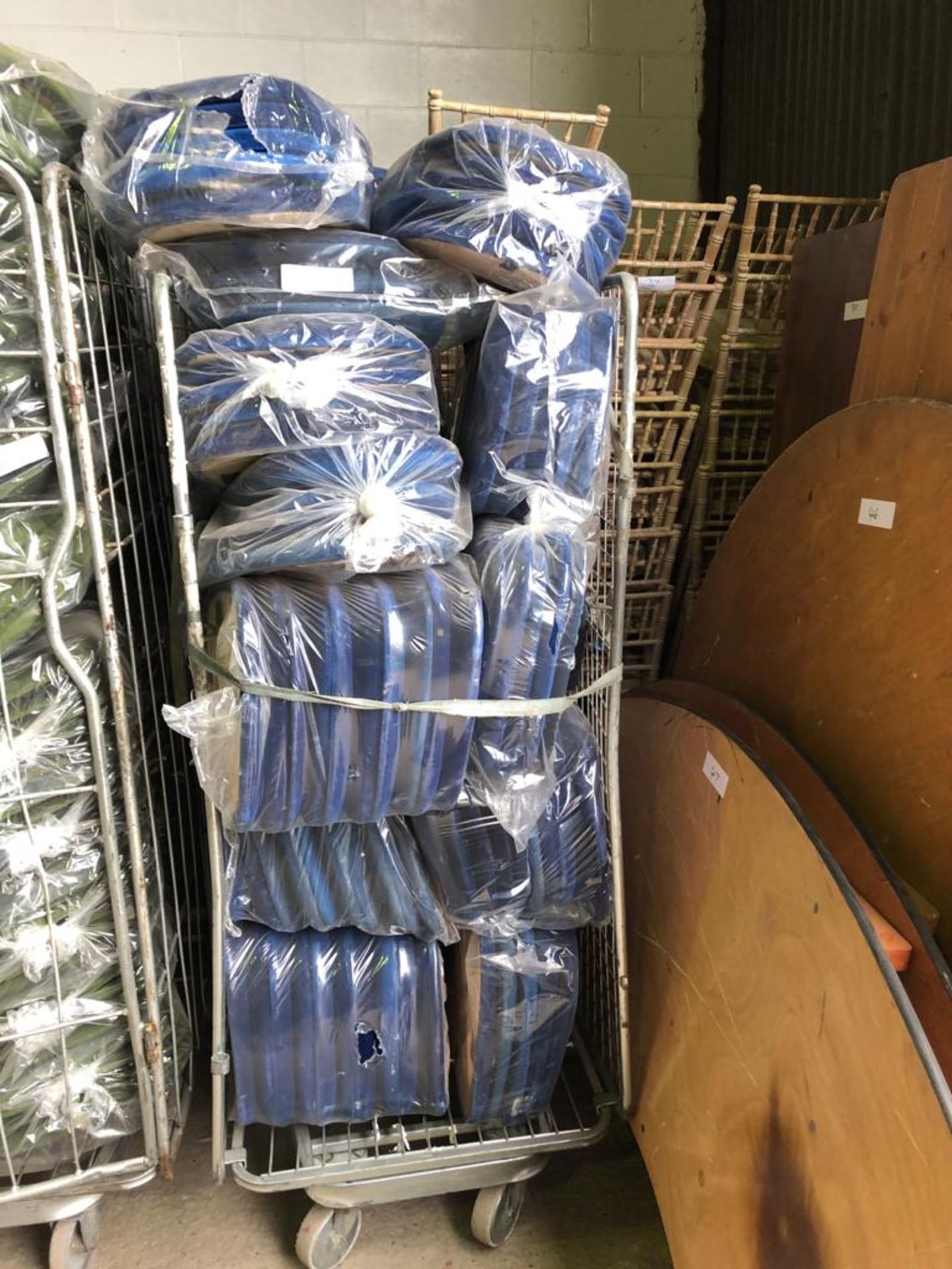 135 x Blue Seat Pads and Cage Collection From Grantham NG32 2AG on 19th and 20th May 10am till 3pm