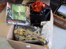 *Box Containing Halloween Accessories, Masks, etc.