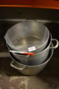 *Three Large Cooking Pots with Handles