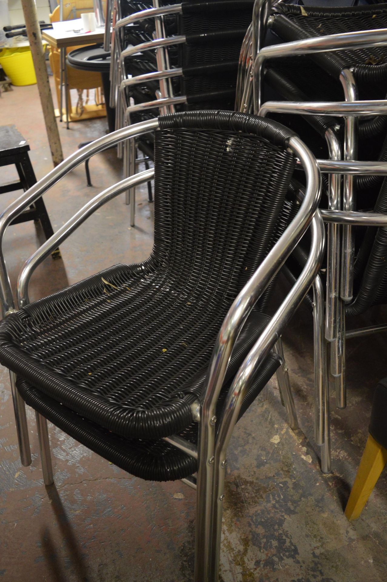 8 Aluminium Framed Woven Plastic Cafe Chairs