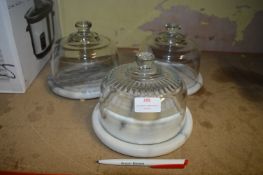 Three Marble Based Glass Topped Cheese Dishes