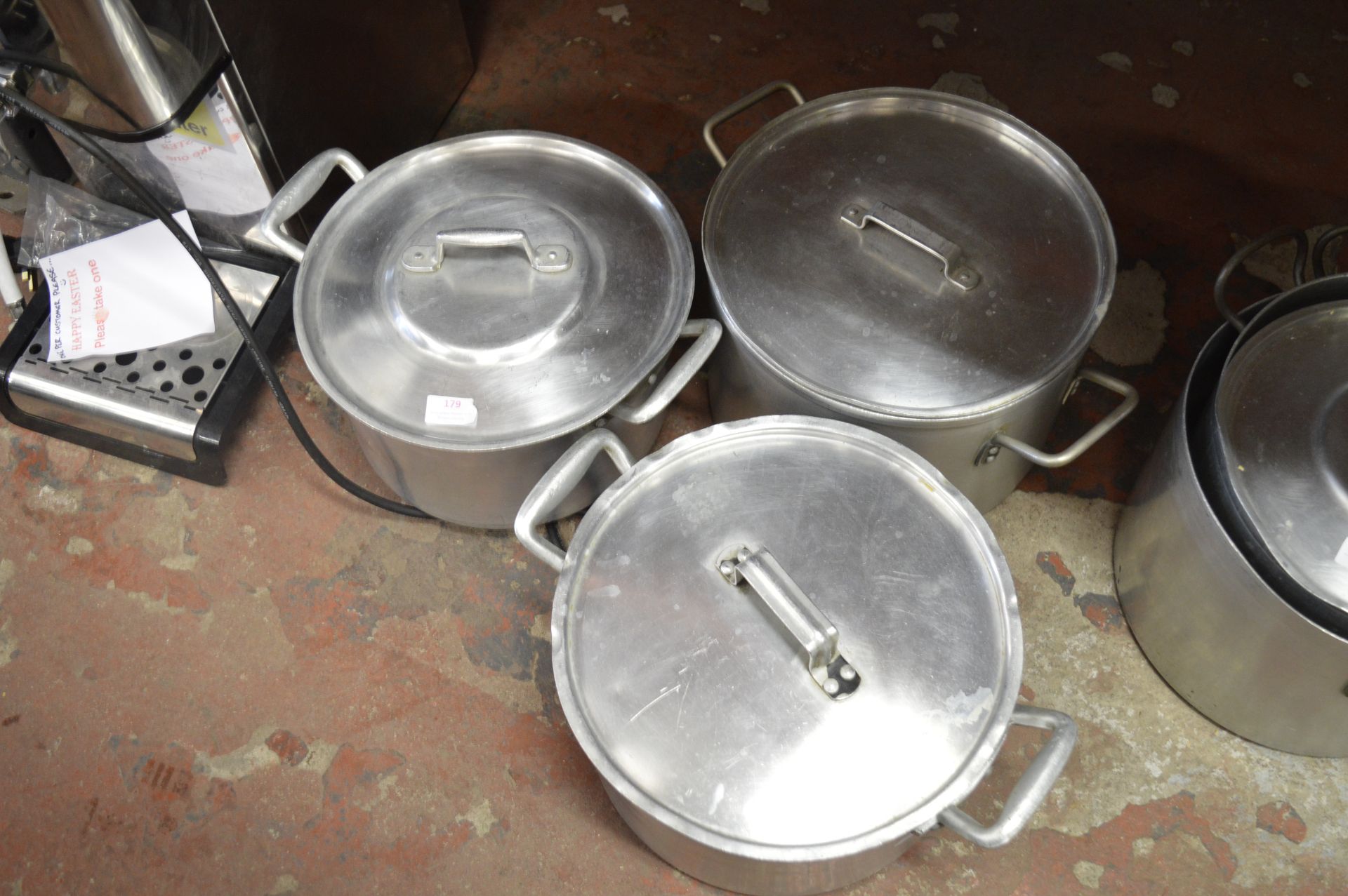Three Cooking Pots with Lids