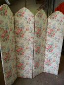 *4 Fold Screen with Floral Fabric to Both Sides 160cm x 168cm