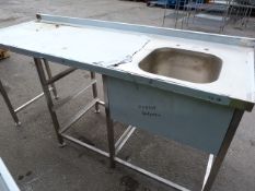 *Stainless Steel Sink Unit 1.9m x 65cm - Unused