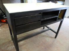 *Contemporary Plastic Topped Black Wooden Cash Counter/ Desk - 120cm x 60 x 97cm