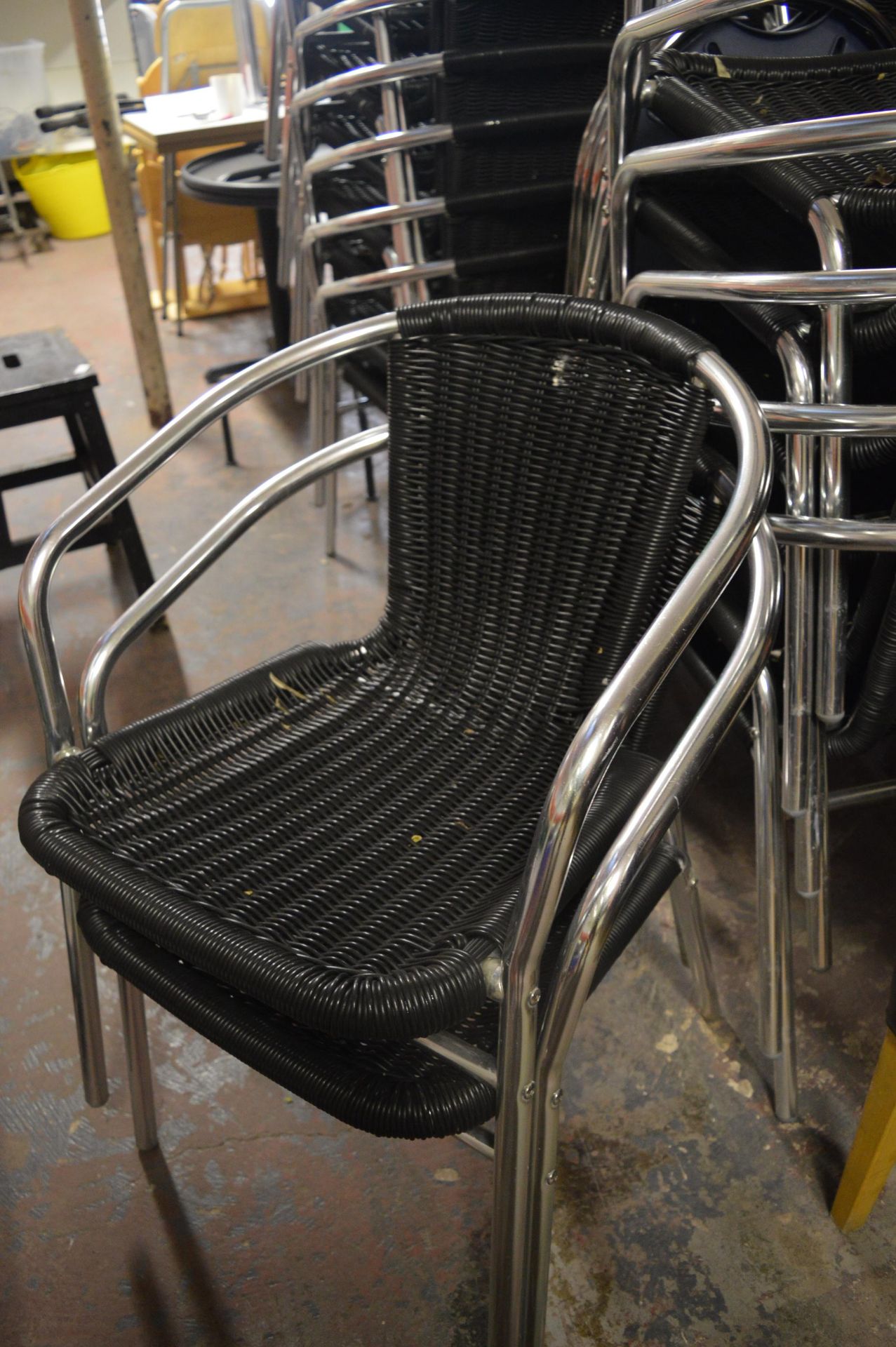 8 Aluminium Framed Woven Plastic Cafe Chairs