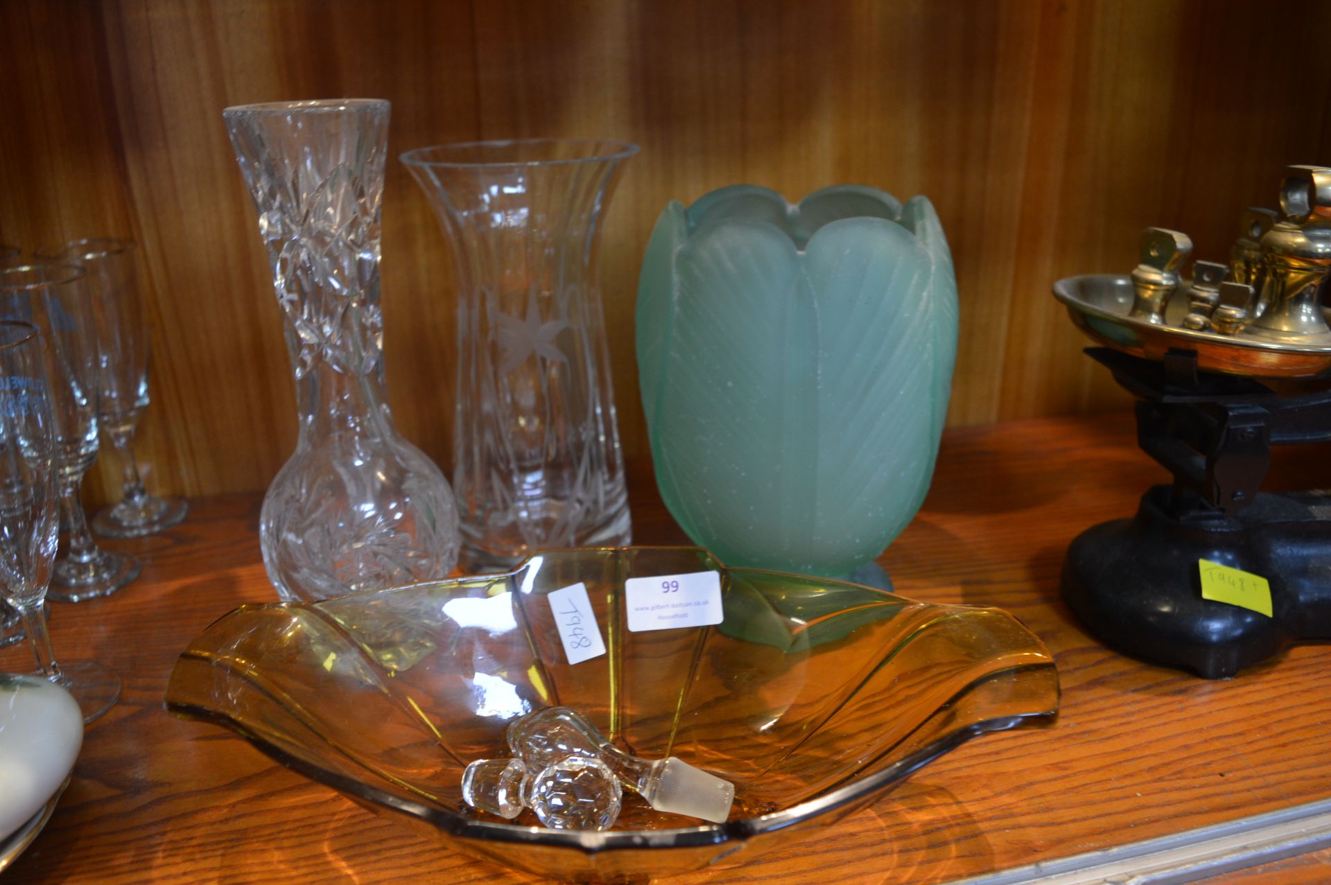 Three Glass Vases and a Dish