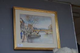 Signed Watercolour by John Instance - Riverscape