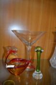 Giant Champagne Glass plus Two Murano Glass Items