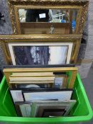 Gilt Framed Wall Mirror and a Quantity of Prints and Frames