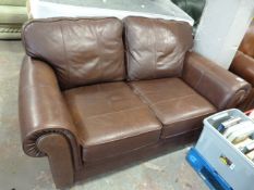 Brown Leatherette Two Seat Sofa