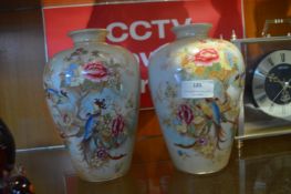 Pair of Victorian Vases with Bird Design