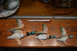 Three Vintage Flying Duck Wall Ornaments