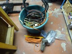 Large Tub of Assorted Tools Including Jump Leads, Extension Lead, Torch Wire, etc.