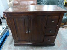 *Mahogany Stained Wooden Cabinet with Three Small Drawers ~96x42x85cm