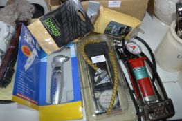 Car Foot Pumps, Digital Tyre Gauge, and Chamois Le