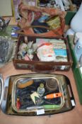 Vintage Miniature Suitcase Containing Vintage Chri