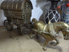 Heavy Brass Romany Caravan and Horse