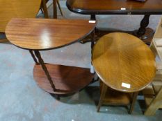 Small Oak Side Table and a Demilune Table