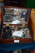 Jewellery Box Containing Costume Jewellery and Wat