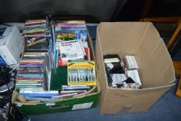 Two Boxes of CDs, DVDs and Cassettes