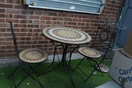 Folding Mosaic Effect Garden Table and Two Chairs