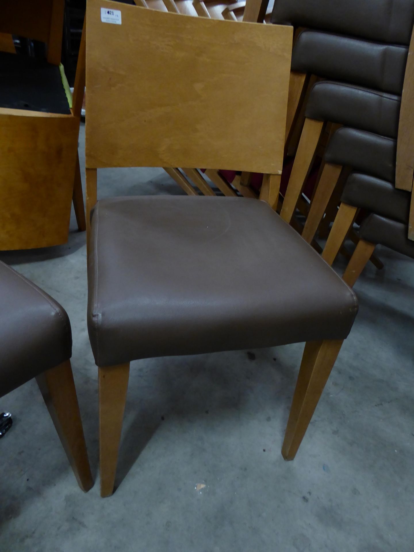 * 8 x wooden chairs with brown seats - Image 3 of 5