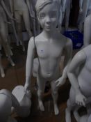 * white childs mannequin on glass stand - features