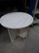 * small white wooden table. 600 diameter x 500h