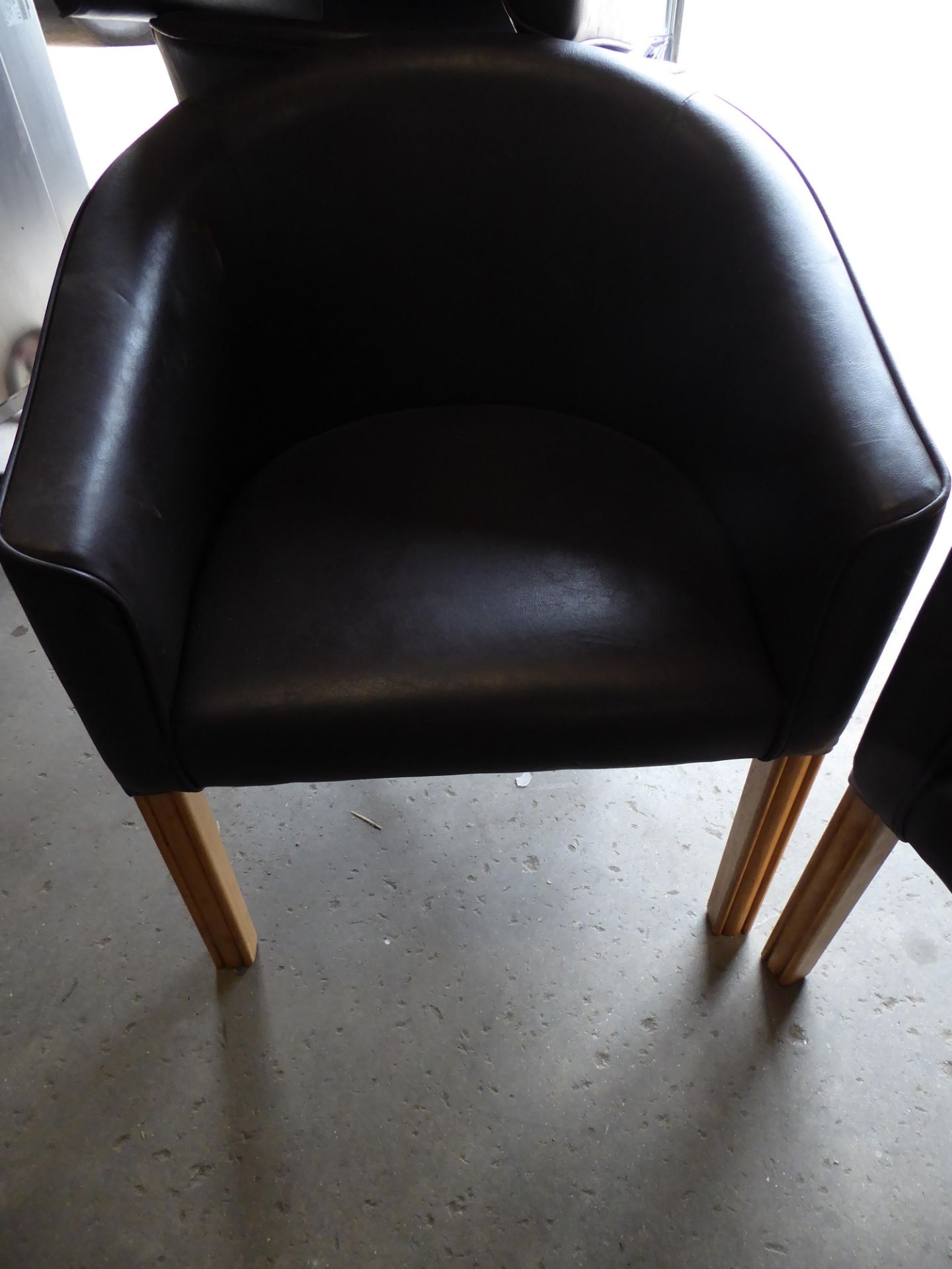 *4 x faux leather brown tub chairs - Image 2 of 2