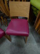 * 12 x wooden chairs with coloured seats - lime green/pink/brown
