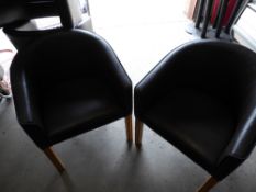 *4 x faux leather brown tub chairs