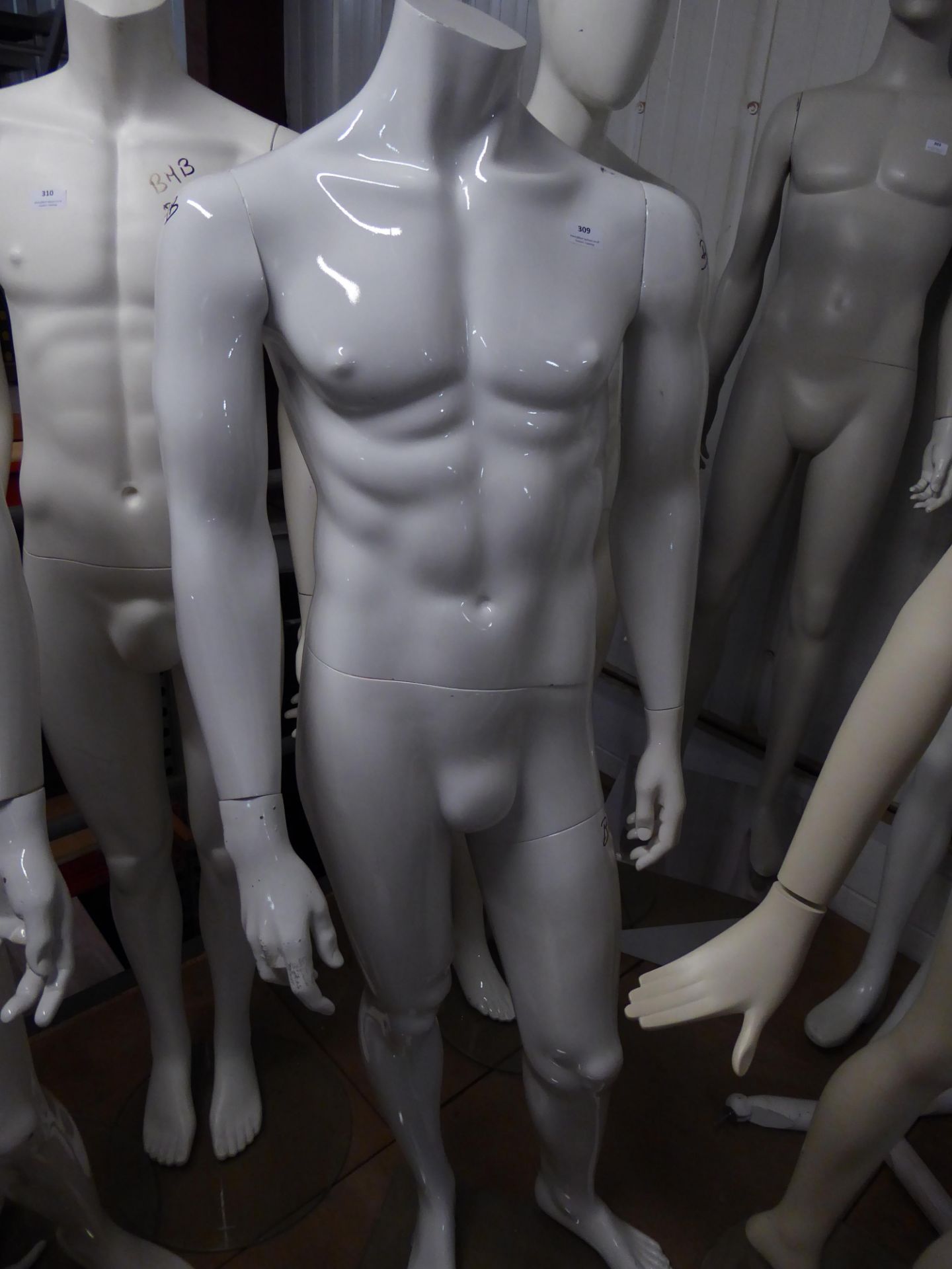 * white male mannequin - no head - glass stand - Image 2 of 2