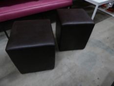 * 4 x brown faux leather pouffe's