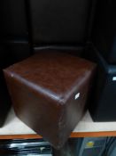 * 3 x faux leather reddish brown pouffe's