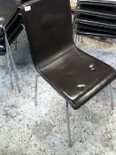 * 12 x brown faux leather café chairs - stackable - with chrome legs